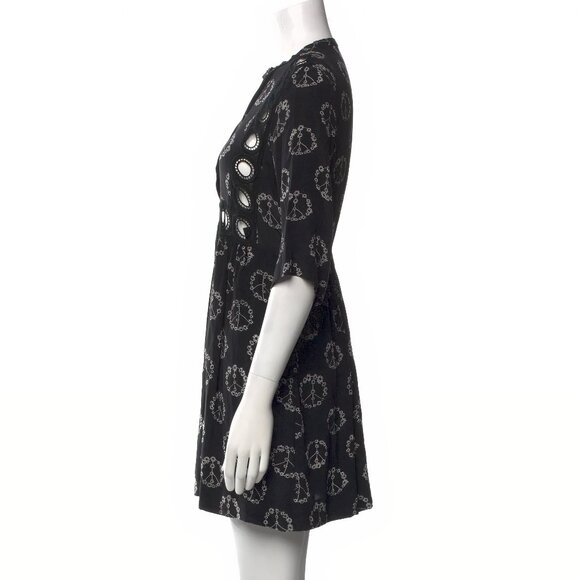 M/L Sandro 100% Silk Peace and Flowers Mini Dress - Picture 14 of 14